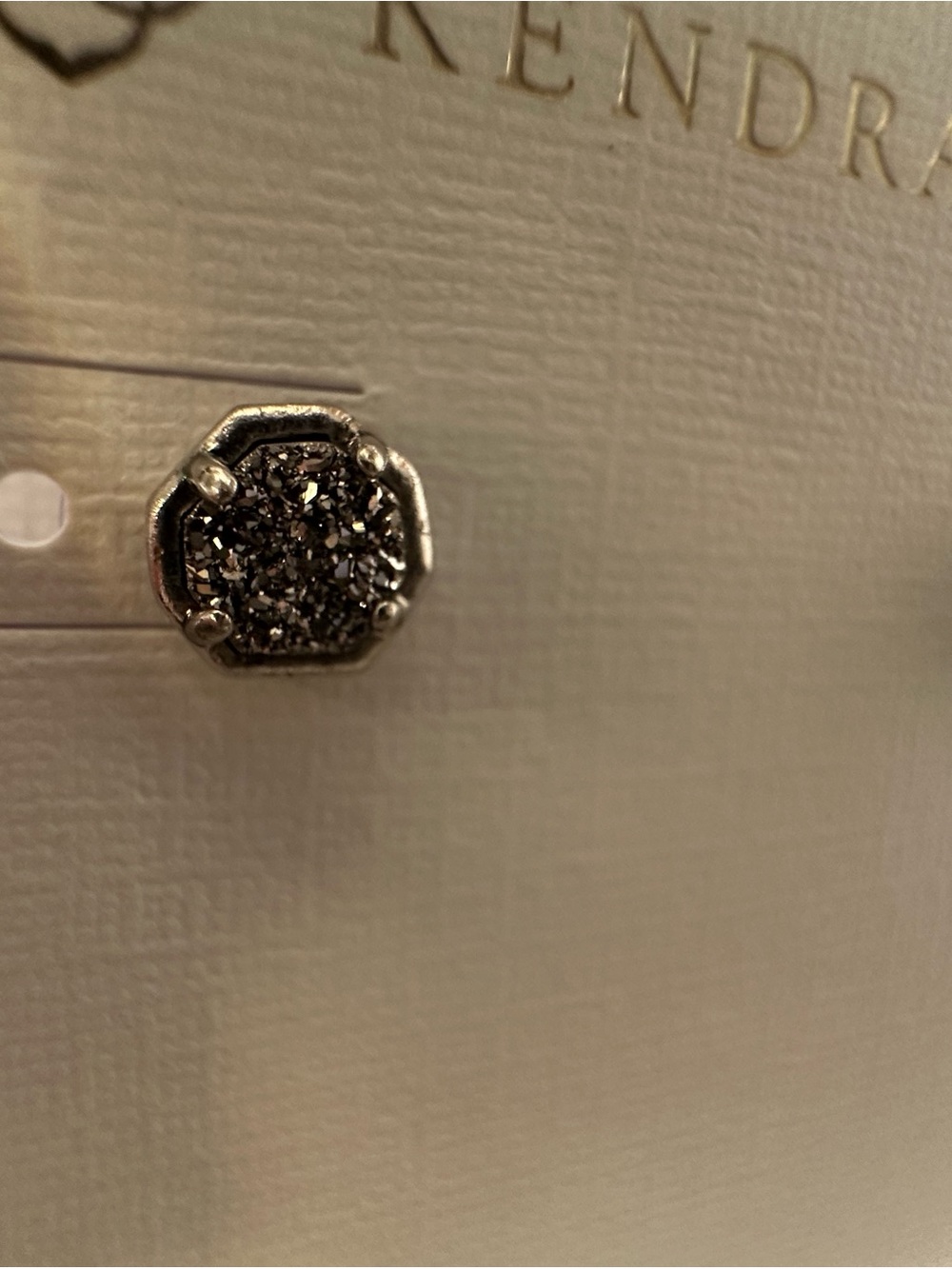 Kendra Scott Silver Hex Druzy Stud Earrings - Picture 2 of 5